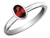 1/2 Carat (ctw) Oval Garnet Solitaire Ring in Sterling Silver